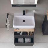 DURAVIT Qatego Waschtischunterbau 590 mm wandhängend, 1 Auszug, weiß Hochglanz, Nische Eiche Schwarz