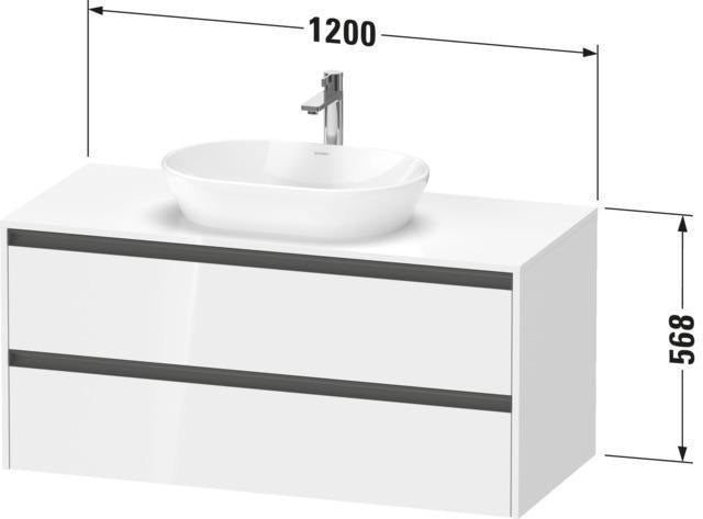 Duravit Ketho.2 Konsolen-Waschtischunterbau 1200 mm betongrau matt mit 2 Schubkästen