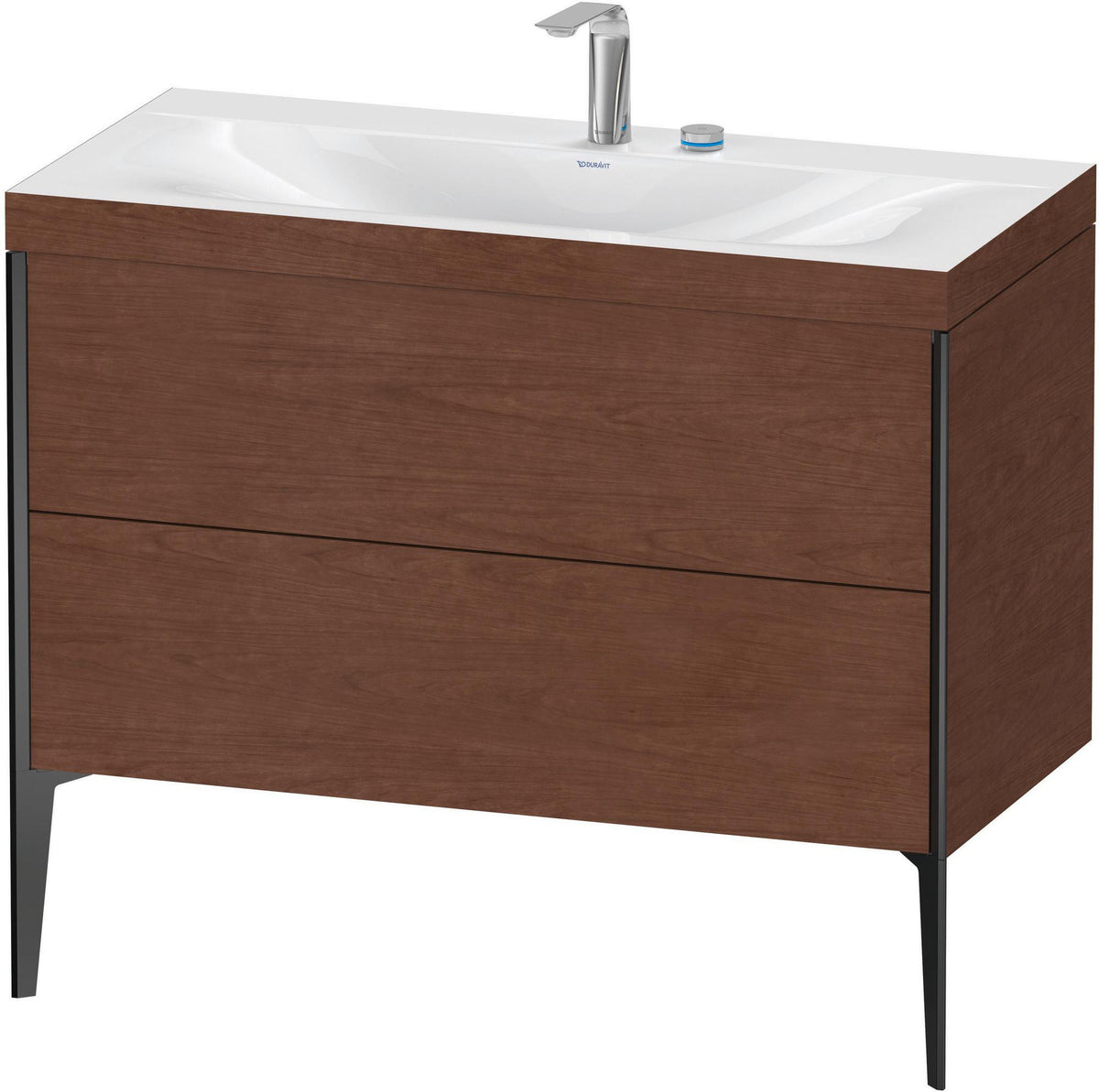 DURAVIT XViu c-bonded Waschtischunterbauset 1000 mm, 2 Auszüge, Schwarz Matt / Nussbaum