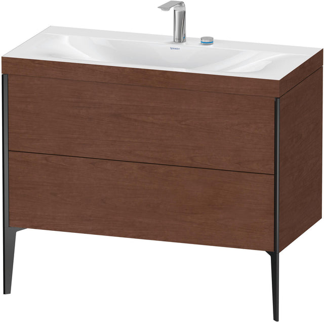 DURAVIT XViu c-bonded Waschtischunterbauset 1000 mm, 2 Auszüge, Schwarz Matt / Nussbaum