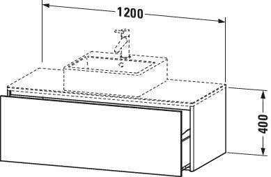 Duravit XSquare Waschtischunterbau 1200 mm wandhängend – Sand-matt mit Konsole
