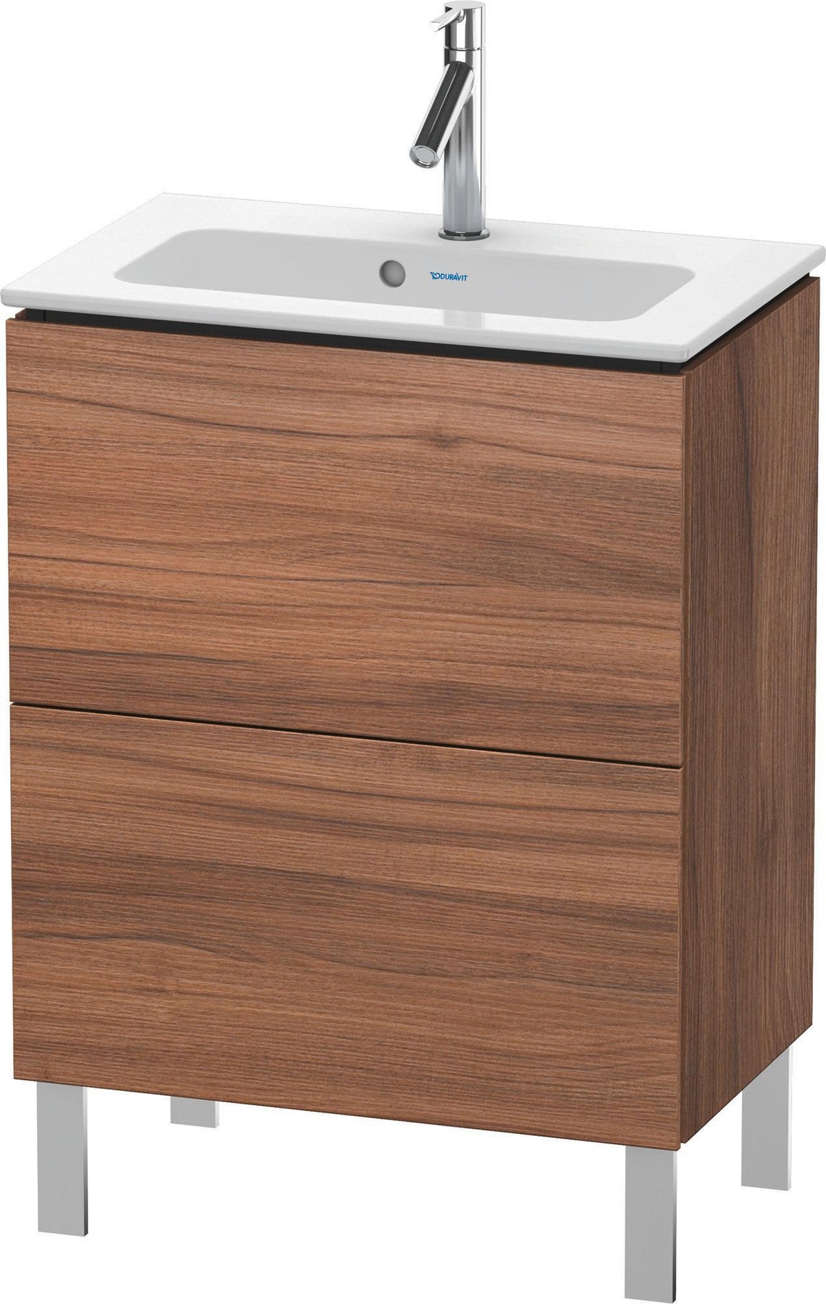 Duravit L-Cube Waschtischunterbau 620 mm, 2 Auszüge, bodenstehend, Weiß Matt – mit Tip-On