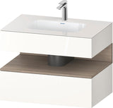 DURAVIT Qatego Einbauwaschtisch mit Konsolenwaschtischunterbau Eiche Terra & Weiß Matt 800 mm
