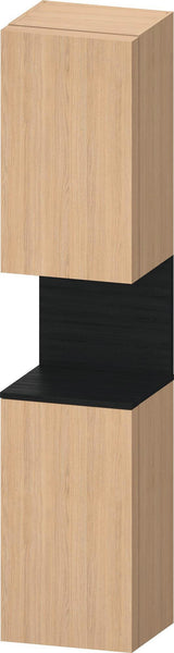 DURAVIT Qatego Hochschrank 400 mm Eiche Schwarz Matt – 2 Türen, Soft-Close, Tip-on