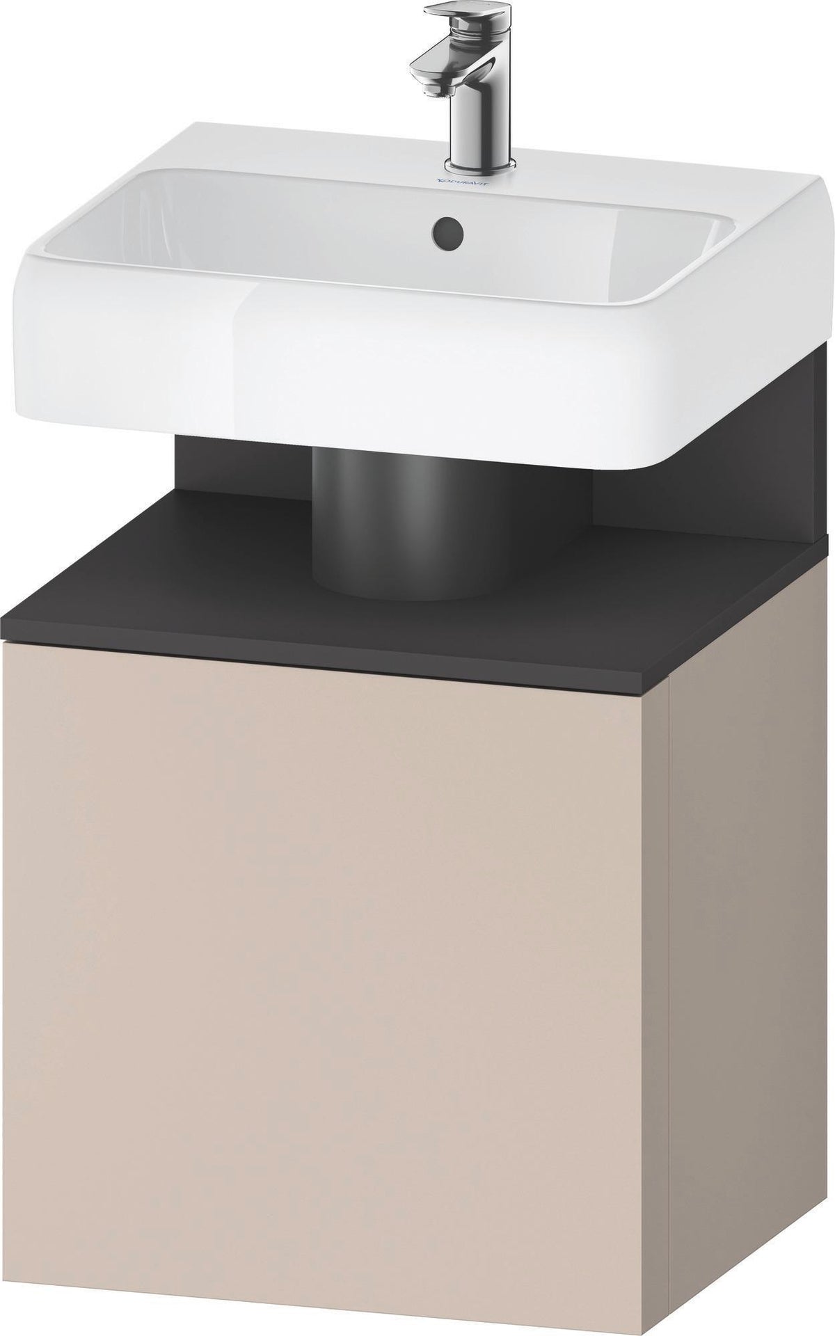 DURAVIT Qatego Waschtischunterbau 490 mm wandhängend, 1 Tür links, Weiß Matt mit Eiche Schwarz Nische