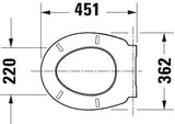 DURAVIT Univavo WC-Sitz Oval Tief 452mm mit Absenkautomatik, Duroplast, abnehmbar, Edelstahl-Scharniere, Weiß