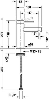 Duravit Circle Einhebel-Waschtischmischer mit Zugstange, Chrom – 117 mm Ausladung