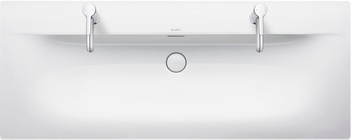 Duravit Viu Möbelwaschtisch 1230 mm, Weiß, mit Überlauf, Hahnlochbank und Halbsäule