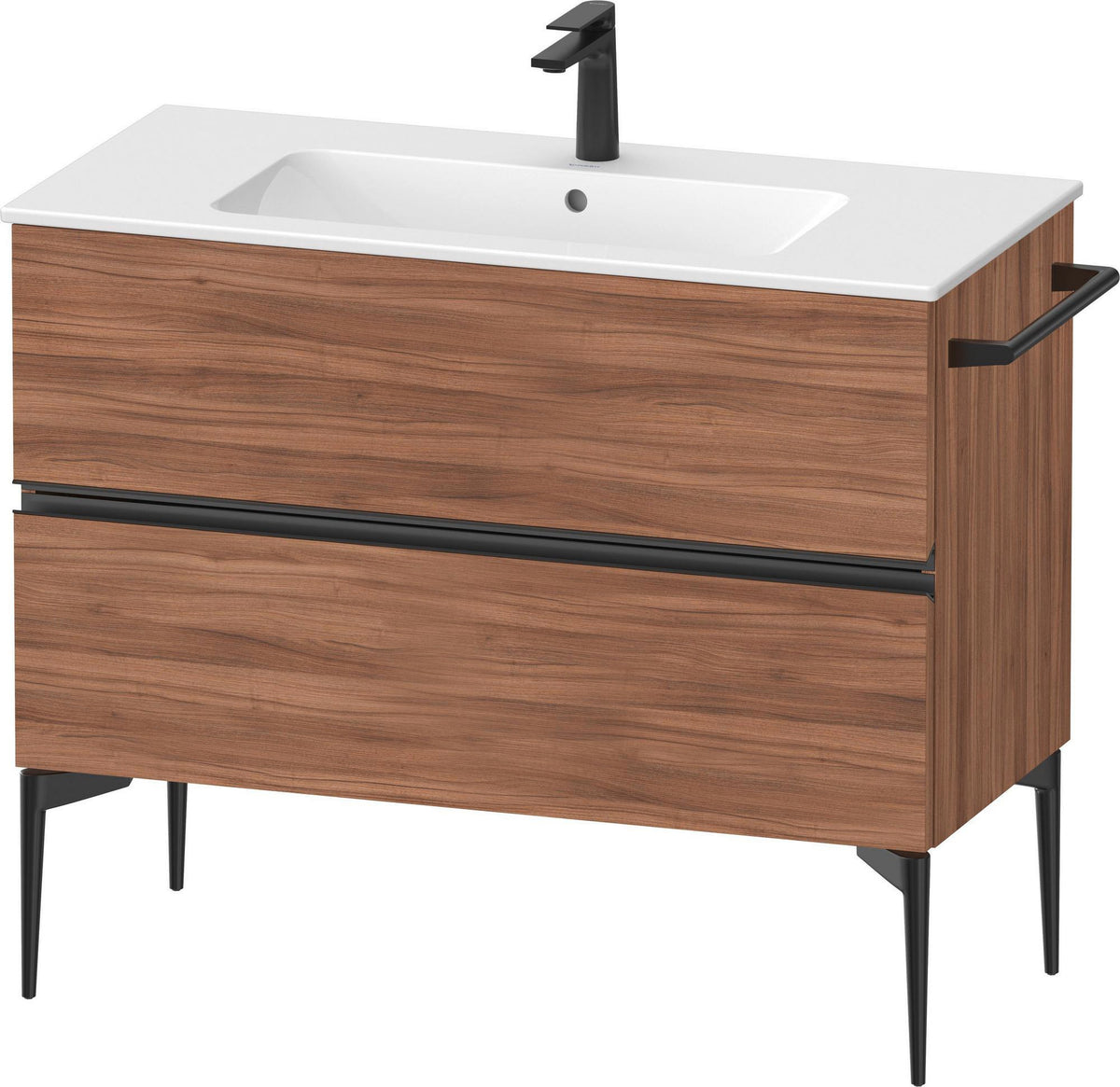 Duravit Sivida Waschtischunterbau 1010 mm bodenstehend, 2 Schubkästen, Soft-Close, Weiß Matt/Chrom