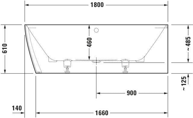 Duravit DURASQUARE Whirlwanne 180x80 Ecke rechts 2 Rückenschrägen Air-System Mineralguss