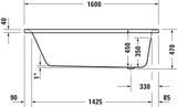 DURAVIT Soleil by Starck Einbau-Badewanne 1600x700 mm Weiß Acryl mit Überlauf
