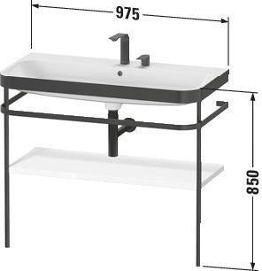 Duravit Happy D.2 c-bonded Waschtischset mit Metallkonsole, 975 mm, Mediterrane Eiche