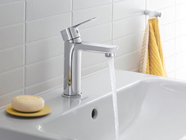Duravit D-Code Einhebel-Waschtischmischer mit Kaltstart-Funktion, Chrom, 107 mm Ausladung