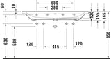 DURAVIT D-Neo Waschtisch 1205 mm, weiß mit Überlauf und Hahnlochbank