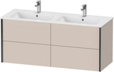 Duravit XViu Waschtischunterbau wandhängend 1280 mm, 4 Schubkästen, champagner matt/weiß matt