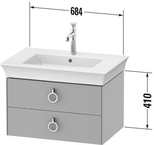 Duravit White Tulip Waschtischunterbau wandhängend 684 mm mit 2 Schubkästen und Griff, weiß seidenmatt