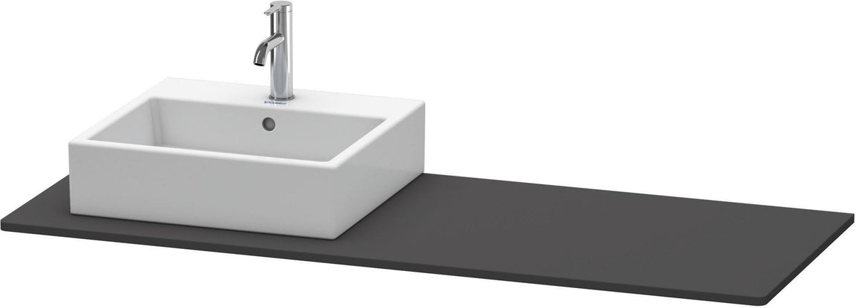 Duravit XSquare Konsole 1400x550mm betongrau matt – 1 Ausschnitt, mit Siphonaussparung