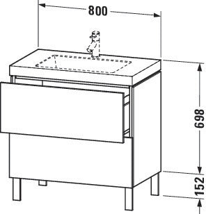 Duravit Waschtischset L-CUBE 800x480mm mit Vero Air Möbelwaschtisch, ohne Überlauf, s-matt