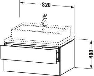 DURAVIT L-Cube Konsolenwaschtischunterbau 820 mm betongrau matt mit 2 Schubkästen