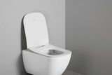 Duravit Univavo WC-Sitz eckig tief 434mm mit Absenkautomatik, abnehmbar, Edelstahl Scharniere, Weiß