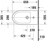 Duravit No.1 Stand-Bidet 650 mm weiß, mit Überlauf und Hahnlochbank