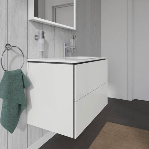 DURAVIT L-Cube Waschtischunterbau 820 mm wandhängend, 2 Schubkästen, Becken rechts, Betongrau Matt