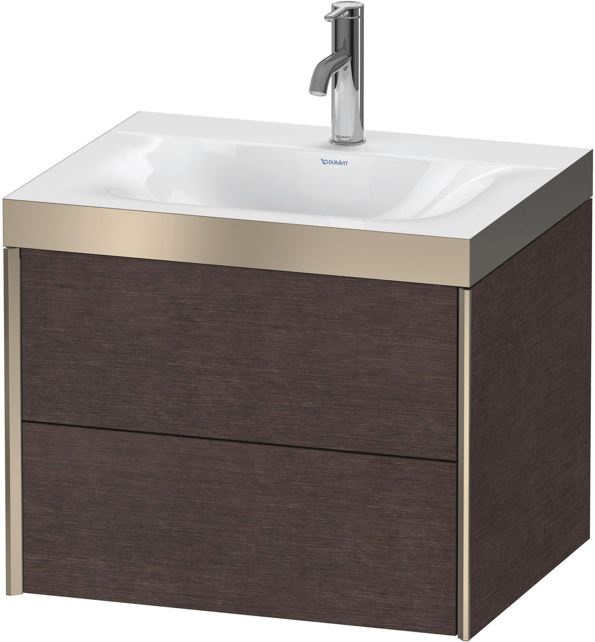 DURAVIT XViu Waschtischunterbau 600 mm mit 2 Schubkästen, champagner matt / mediterrane Eiche