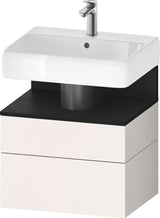 DURAVIT Qatego Waschtischunterbau 590 mm wandhängend, 1 Auszug, weiß Hochglanz, Nische Eiche Schwarz