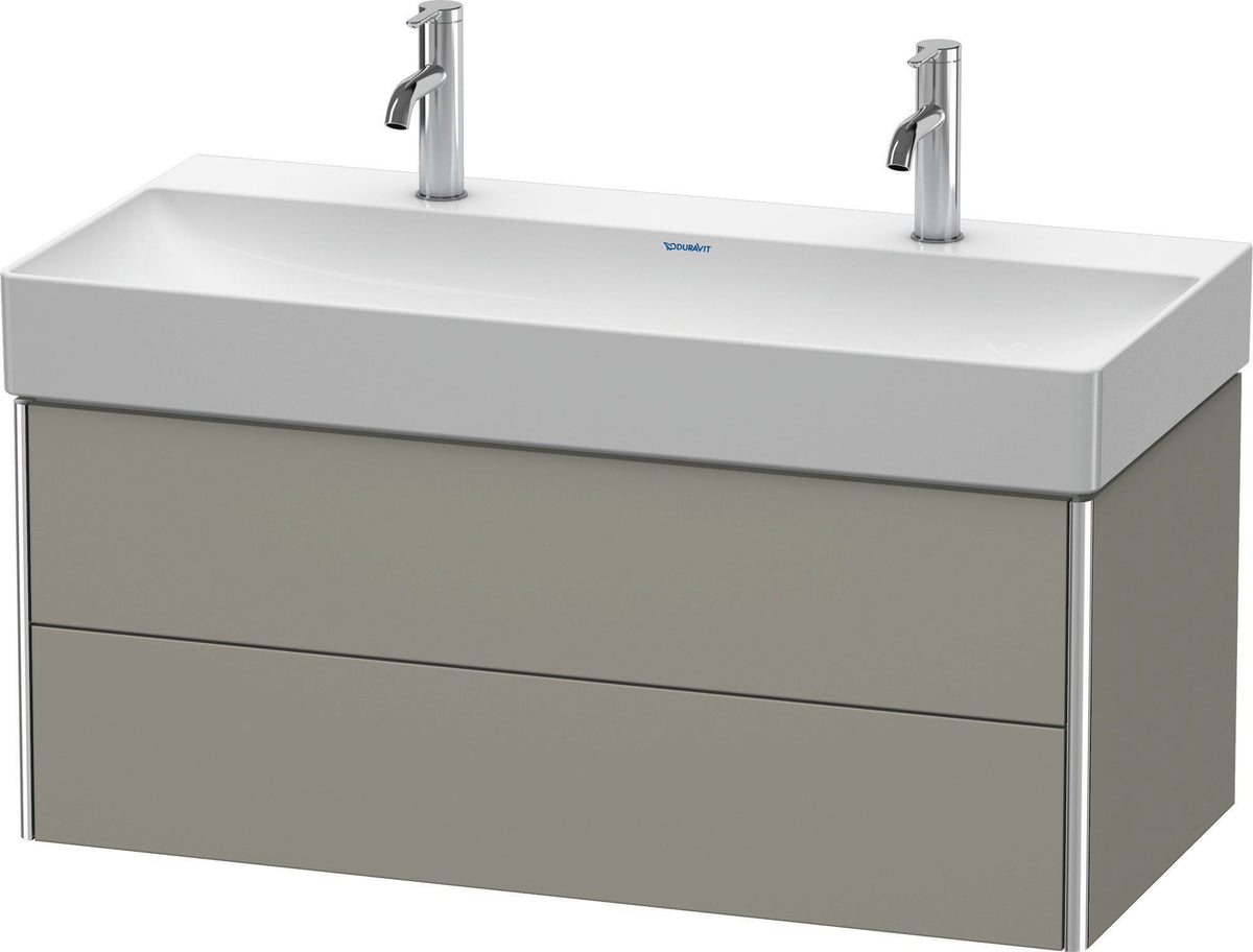 DURAVIT XSquare Waschtischunterbau 984 mm Flannel Grey Hochglanz mit 2 Schubkästen