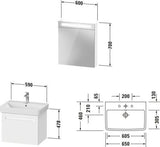 Duravit No.1 Möbel-Set 600x450mm, Waschtisch mit Unterbau und Spiegelschrank, Weiß Matt