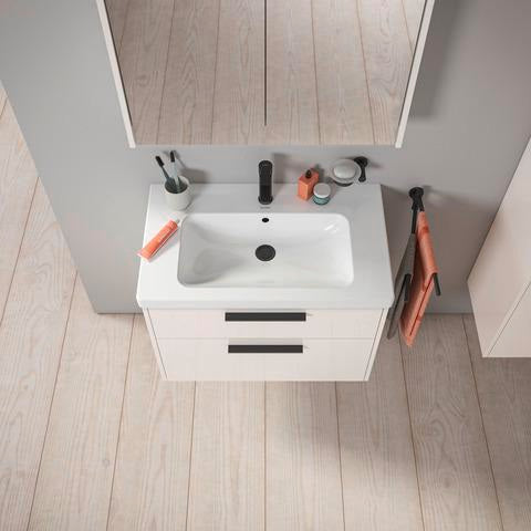 DURAVIT D-Code Halbhochschrank 400 mm, rechts, Basalt Matt, 1 Tür, Glasböden