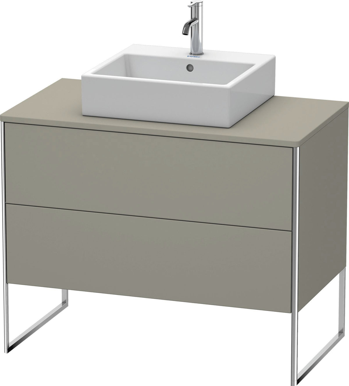 DURAVIT XSquare Waschtischunterbau 1000 mm, bodenstehend, Flannel Grey Hochglanz, 2 Schubkästen