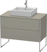 DURAVIT XSquare Waschtischunterbau 1000 mm, bodenstehend, Flannel Grey Hochglanz, 2 Schubkästen