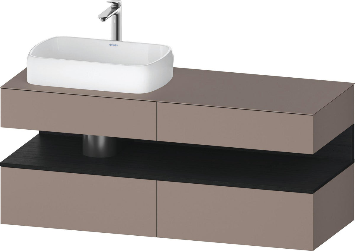 Duravit Qatego Konsolenwaschtischunterbau 1400 mm weiß hochglanz mit Eiche schwarz Nische