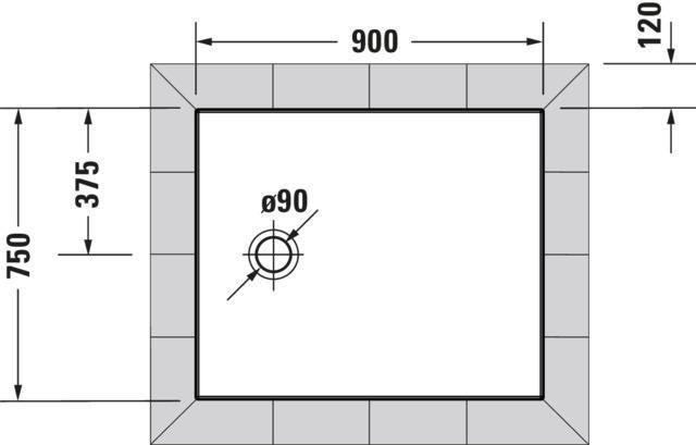 DURAVIT Tempano Duschwanne 900x750x40 mm Weiß mit Antislip – rechteckig, flacher Einbau