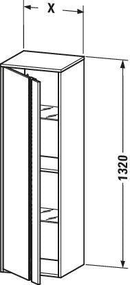 Duravit Hochschrank Ketho 360x500x1320mm, 1 Tür, Anschlag links, weiß matt – wandhängend mit Soft-Close