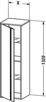 Duravit Hochschrank Ketho 360x500x1320mm, 1 Tür, Anschlag links, weiß matt – wandhängend mit Soft-Close