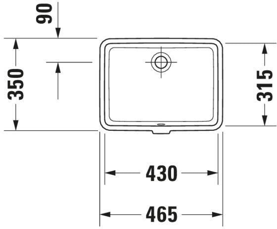 DURAVIT Vero Einbauwaschtisch 430 mm weiß, Untertisch, mit Überlauf, ohne Hahnloch