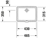 DURAVIT Vero Einbauwaschtisch 430 mm weiß, Untertisch, mit Überlauf, ohne Hahnloch