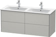Duravit XSquare Waschtischunterbau 1280 mm, 4 Schubkästen, Betongrau Matt, wandhängend