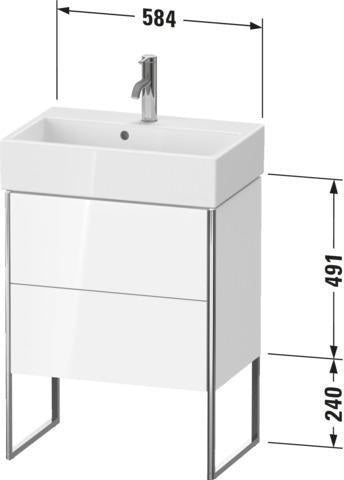 Duravit XSquare Waschtischunterbau 584x731x390mm mit Fußgestell und Höhenausgleich, s-matt ES Ahorn