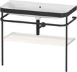 DURAVIT Happy D.2 c-bonded Waschtischset mit Metallkonsole, 975 mm, Weiß Hochglanz, bodenstehend