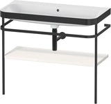 DURAVIT Happy D.2 c-bonded Waschtischset mit Metallkonsole, 975 mm, Weiß Hochglanz, bodenstehend