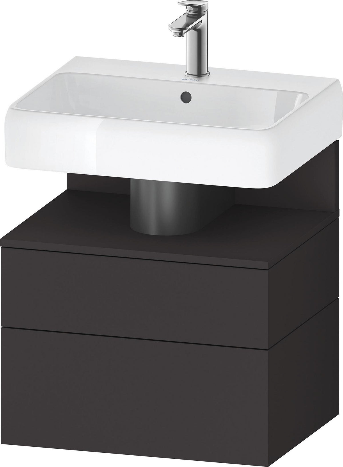 DURAVIT Qatego Waschtischunterbau 590 mm wandhängend, 1 Auszug, weiß Hochglanz, Nische Eiche Schwarz