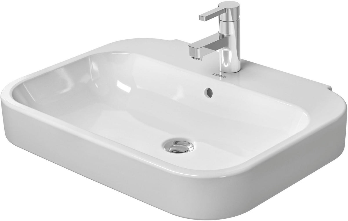 DURAVIT Waschtisch Happy D.2 650 mm mit Überlauf, 1 Hahnloch, WonderGliss, wandhängend