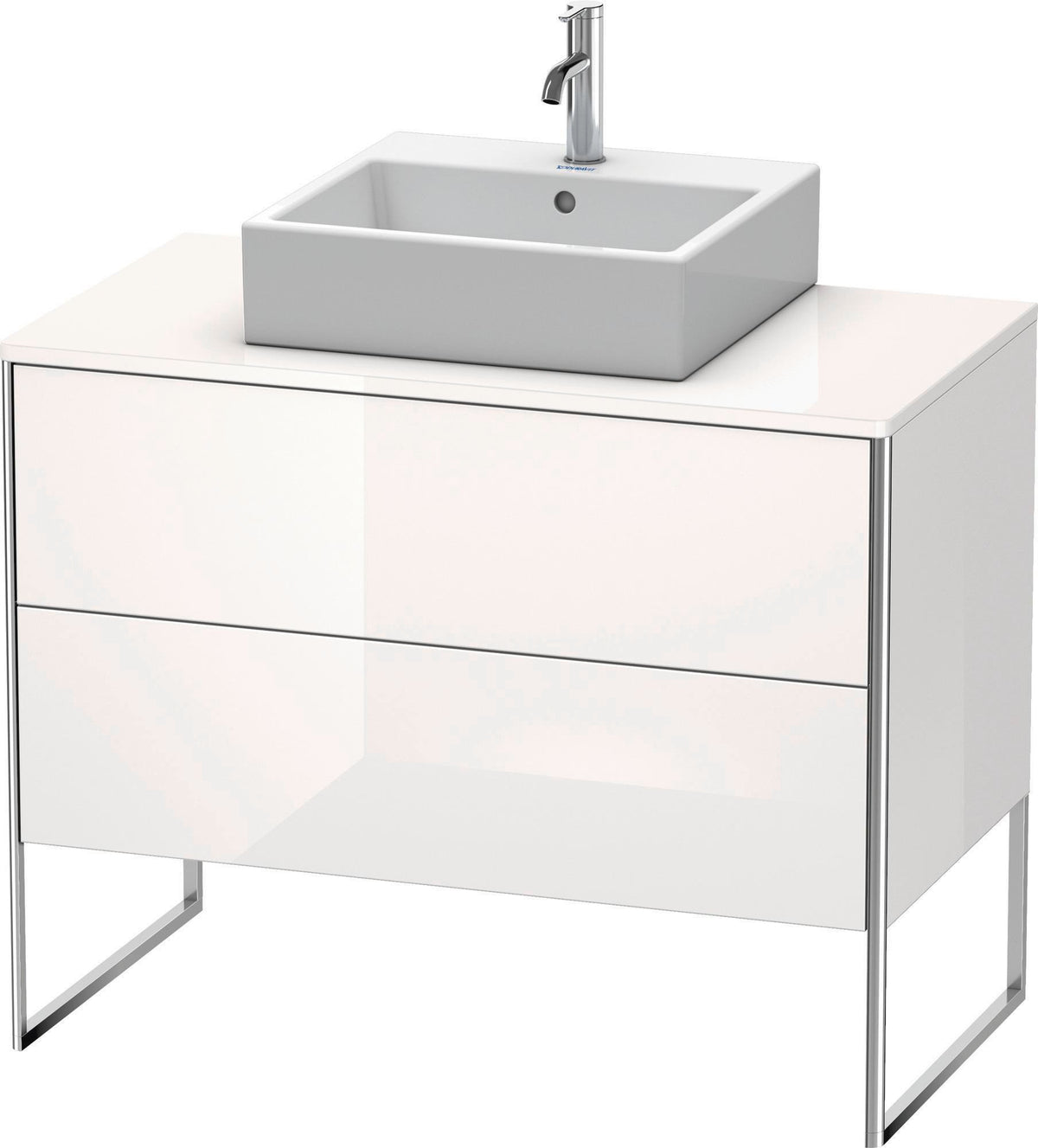 DURAVIT XSquare Waschtischunterbau 1000 mm bodenstehend weiß matt mit 2 Schubkästen und Tip-On-Technik