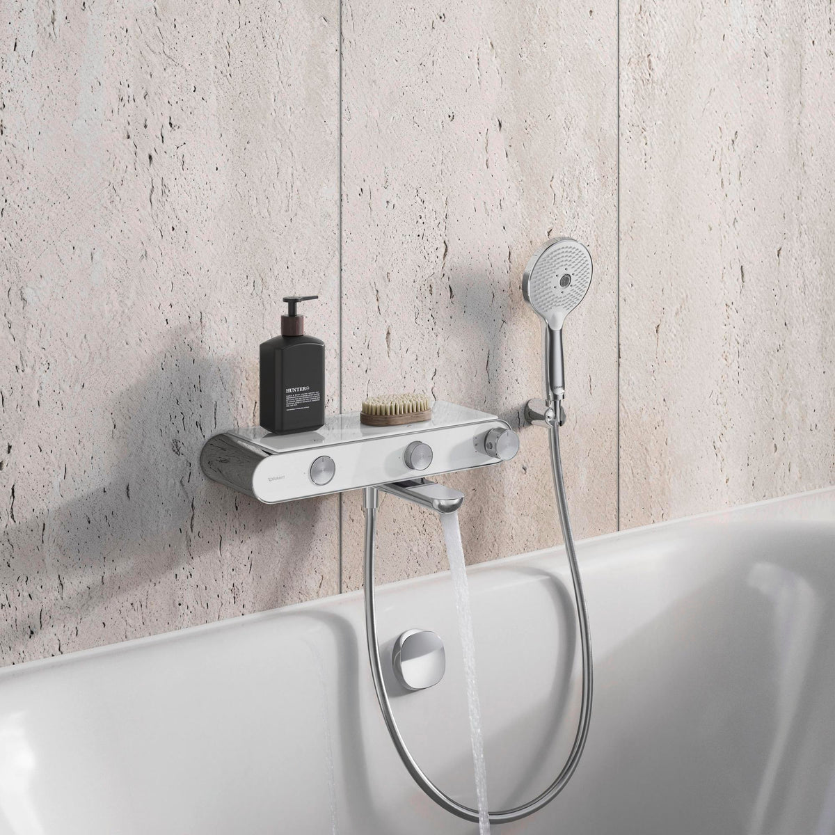 DURAVIT Handbrause MinusFlow 3-Jet D120 Rain/Pulse/Mono, Schwarz Matt – 120 mm Duschkopf mit Antikalk
