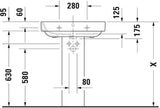 DURAVIT Waschtisch Happy D.2 650 mm mit Überlauf, 1 Hahnloch, WonderGliss, wandhängend