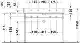 Duravit Waschtisch Vero Air 1000 mm mit Überlauf, 2 Hahnlöchern, 1 Becken, weiß