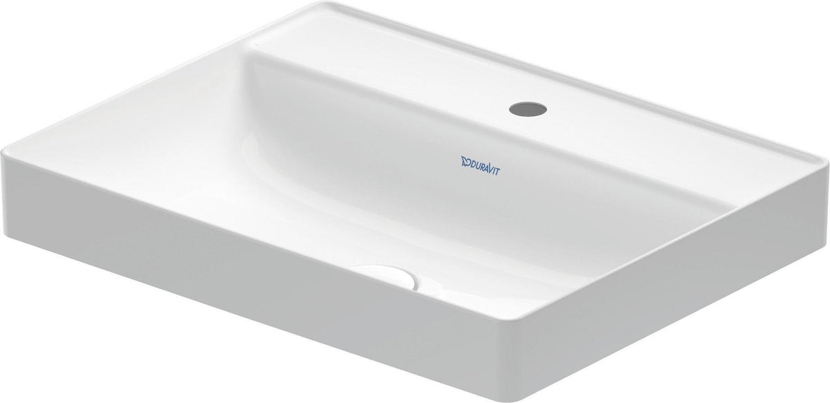 Duravit DuraSquare Aufsatzwaschtisch 600 mm, weiß, ohne Überlauf, mit Hahnlochbank – Design by Duravit